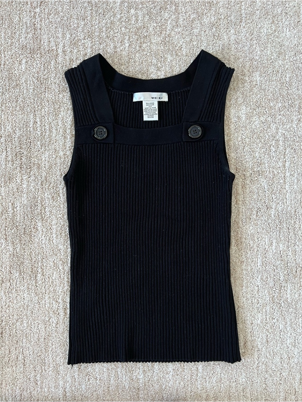 Brand new WD.NY black ribbed knit tank top size S